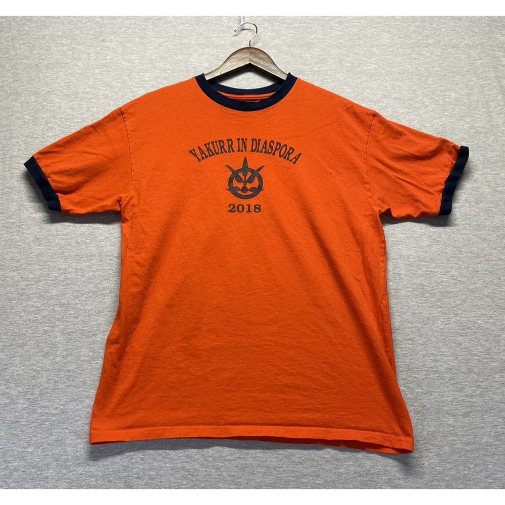 Champion Ringer T Shirt Mens Large Orange Blue Graphic Yakurr In Diaspora 2018